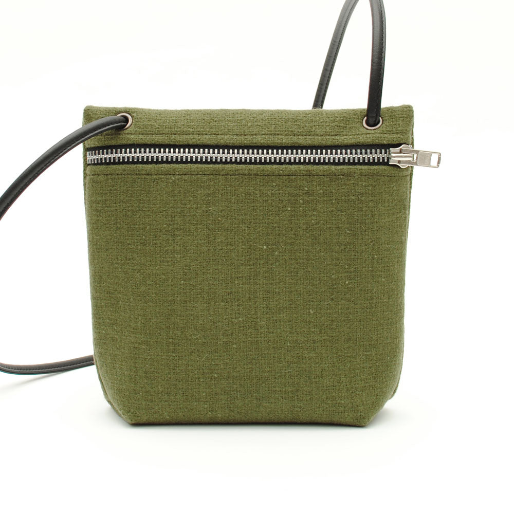 olive wool crossbody pouches