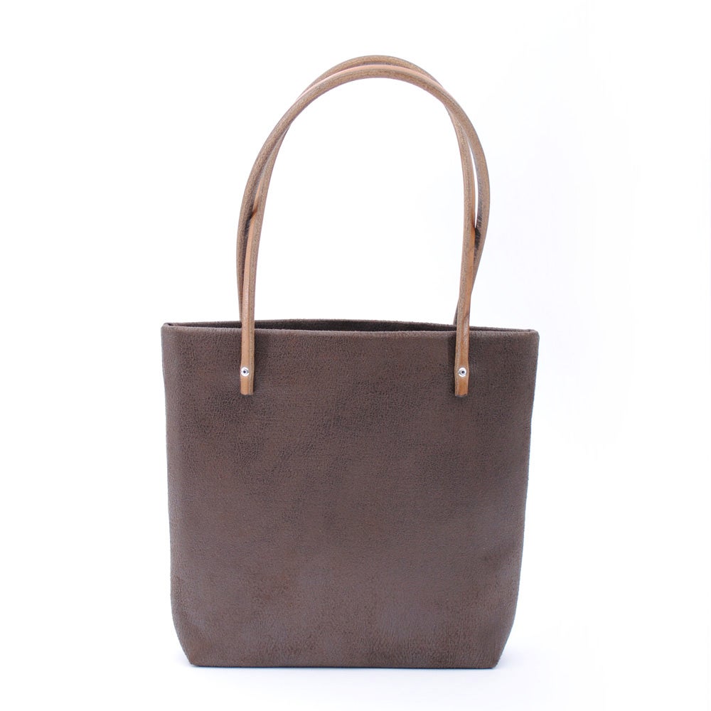 brown faux leather small tote